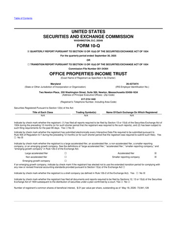 Vorschaubild Office Properties Income Trust 10-Q Quartalsbericht 2025 