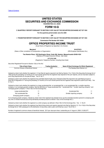Vorschaubild Office Properties Income Trust 10-Q Quartalsbericht 2026 