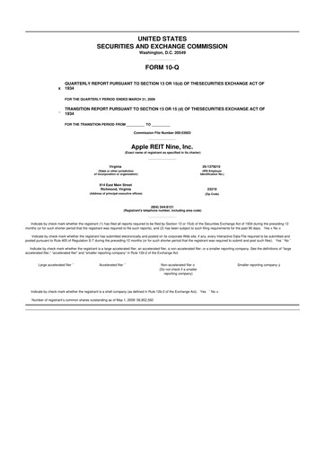 Vorschaubild Apple Hospitality REIT
 10-Q Quartalsbericht  