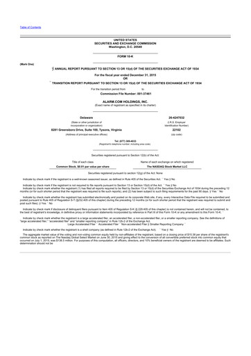 Vorschaubild Alarm.com
 10-K Jahresbericht 2015