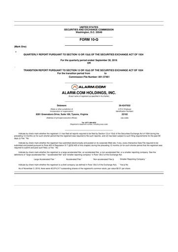 Thumbnail Alarm.com
 10-Q Quarterly Report FY2016 