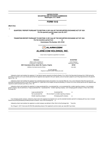 Thumbnail Alarm.com
 10-Q Quarterly Report FY2017 