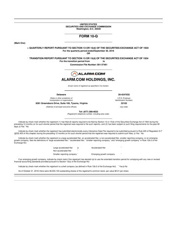 Thumbnail Alarm.com
 10-Q Quarterly Report FY2018 