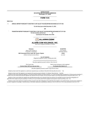 Vorschaubild Alarm.com
 10-K Jahresbericht 2018