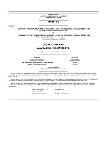 Thumbnail Alarm.com
 10-Q Quarterly Report FY2019 
