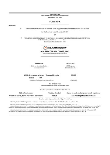 Vorschaubild Alarm.com
 10-K Jahresbericht 2019