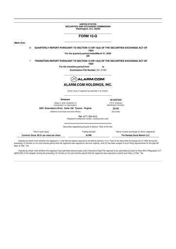 Thumbnail Alarm.com
 10-Q Quarterly Report FY2020 