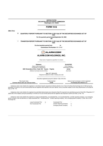 Thumbnail Alarm.com
 10-Q Quarterly Report FY2020 