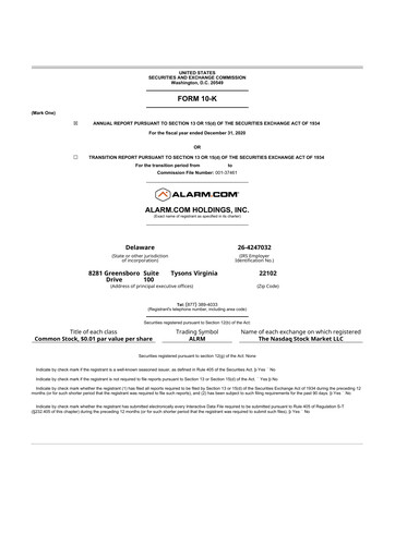 Vorschaubild Alarm.com
 10-K Jahresbericht 2020