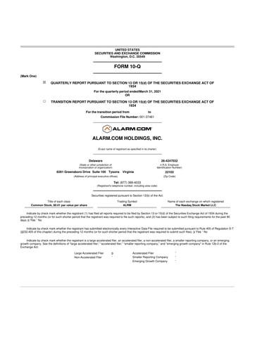 Thumbnail Alarm.com
 10-Q Quarterly Report FY2021 