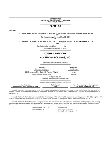 Thumbnail Alarm.com
 10-Q Quarterly Report FY2021 