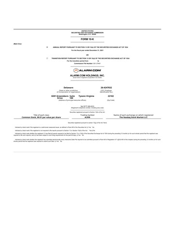 Vorschaubild Alarm.com
 10-K Jahresbericht 2021