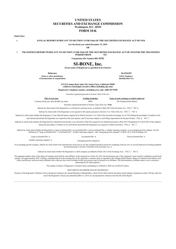 Miniature SI-BONE 10-K Rapport annuel 2019