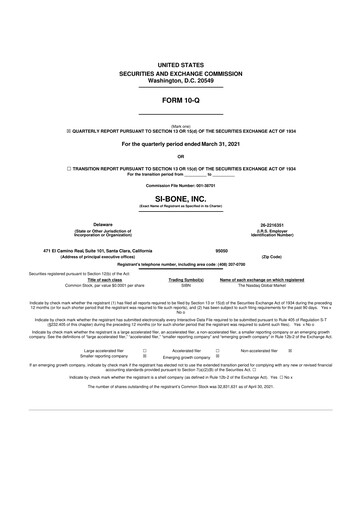 Thumbnail SI-BONE 10-Q Quarterly Report FY 