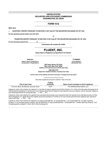 Thumbnail Fluent 10-Q Quarterly Report FY2019 