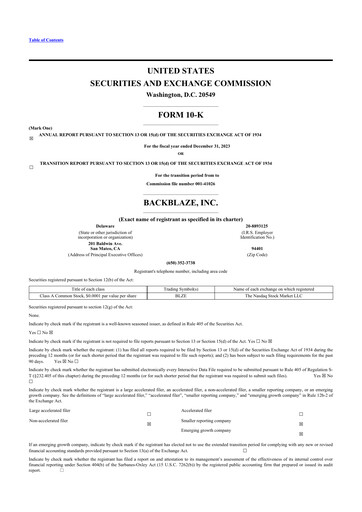 Thumbnail Backblaze 10-K Annual Report 2023