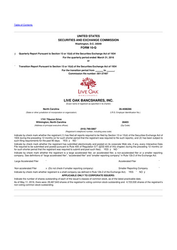 Thumbnail Live Oak Bank
 10-Q Quarterly Report FY2016 