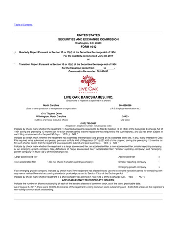 Thumbnail Live Oak Bank
 10-Q Quarterly Report FY2017 