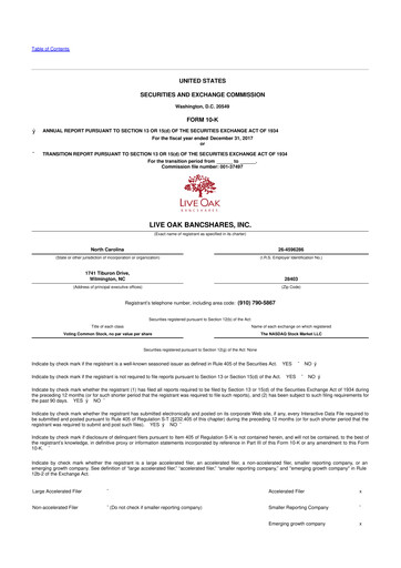 Thumbnail Live Oak Bank
 10-K Annual Report 2017