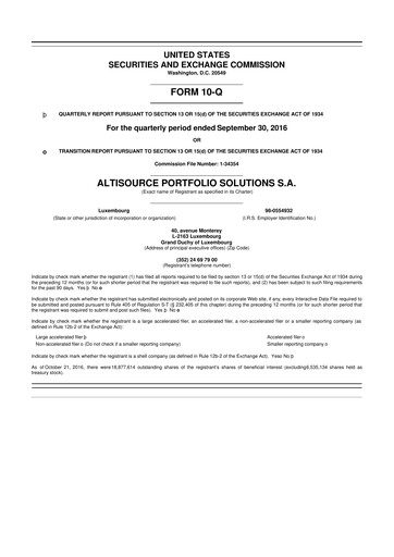 Vorschaubild Altisource Portfolio Solutions
 10-Q Quartalsbericht 2016 
