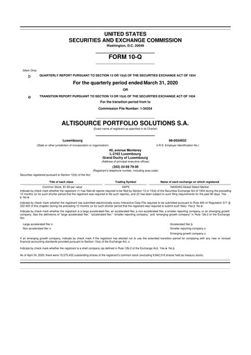 Vorschaubild Altisource Portfolio Solutions
 10-Q Quartalsbericht 2020 