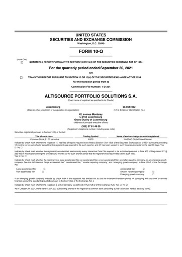 Vorschaubild Altisource Portfolio Solutions
 10-Q Quartalsbericht 2021 