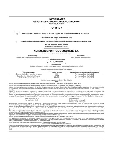 Thumbnail Altisource Portfolio Solutions
 10-K Annual Report 2025