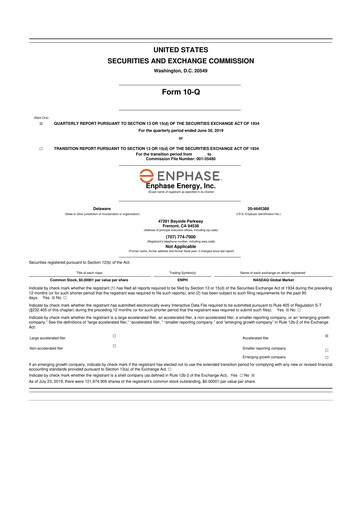 Thumbnail Enphase Energy
 10-Q Quarterly Report FY2019 