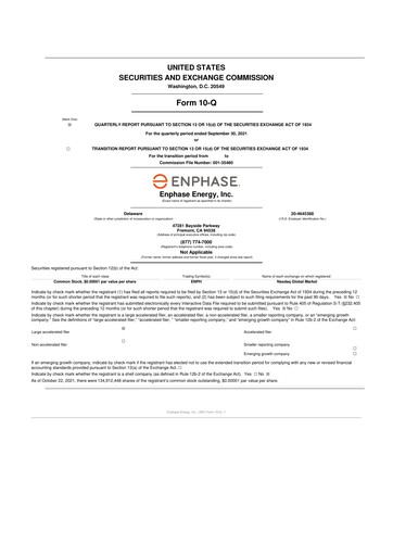 Thumbnail Enphase Energy
 10-Q Quarterly Report FY2021 