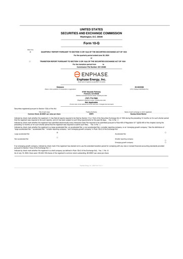 Thumbnail Enphase Energy
 10-Q Quarterly Report FY2024 