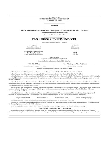 Thumbnail Two Harbors Investment
 10-K Annual Report 2013