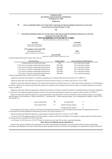 Thumbnail Two Harbors Investment
 10-K Annual Report 2019