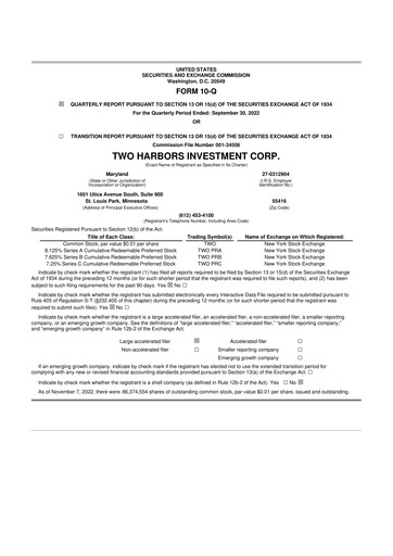 Miniature Two Harbors Investment
 10-Q Rapport trimestriel 2022 