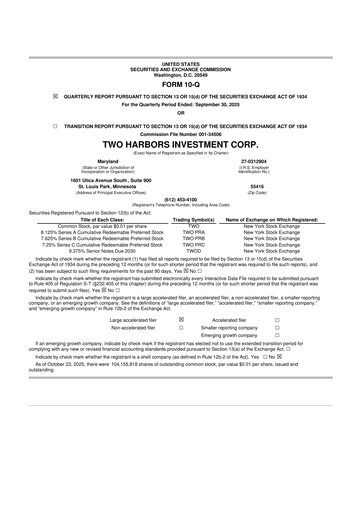 Miniature Two Harbors Investment
 10-Q Rapport trimestriel 2025 