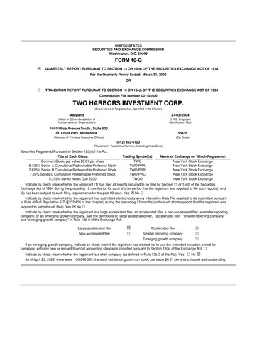 Thumbnail Two Harbors Investment
 10-Q Quarterly Report FY2026 