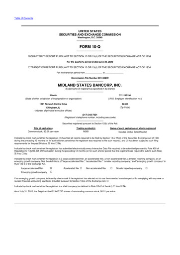 Thumbnail Midland States Bancorp 10-Q Quarterly Report FY2020 