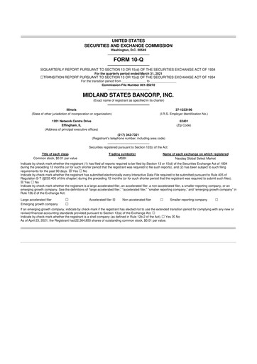 Thumbnail Midland States Bancorp 10-Q Quarterly Report FY2021 