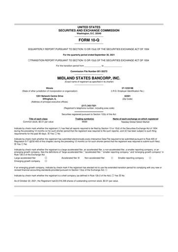 Thumbnail Midland States Bancorp 10-Q Quarterly Report FY2021 