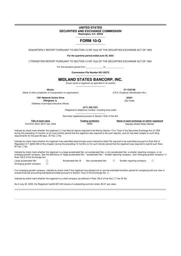 Thumbnail Midland States Bancorp 10-Q Quarterly Report FY2022 