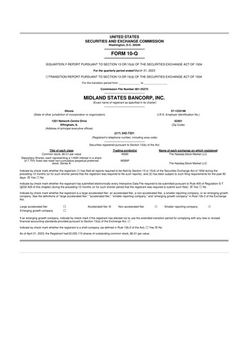 Thumbnail Midland States Bancorp 10-Q Quarterly Report FY2023 