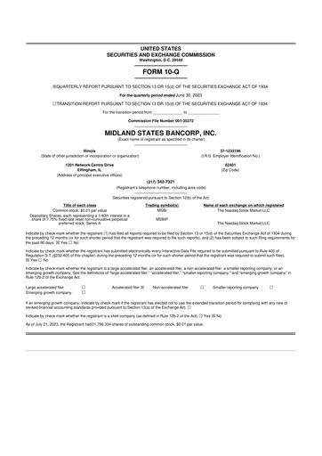 Thumbnail Midland States Bancorp 10-Q Quarterly Report FY2023 