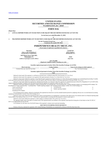 Thumbnail Independence Realty Trust
 10-K Annual Report 2022