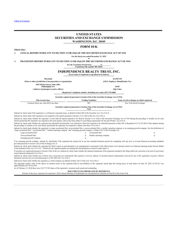 Thumbnail Independence Realty Trust
 10-K Annual Report 2023