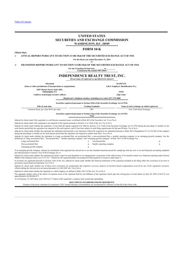 Thumbnail Independence Realty Trust
 10-K Annual Report 2024