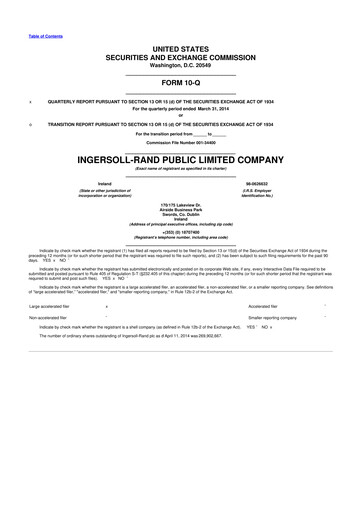 Vorschaubild Trane Technologies
 10-Q Quartalsbericht 2014 