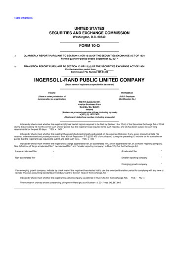 Vorschaubild Trane Technologies
 10-Q Quartalsbericht 2017 