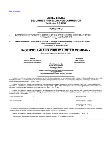 Vorschaubild Trane Technologies
 10-Q Quartalsbericht 2018 
