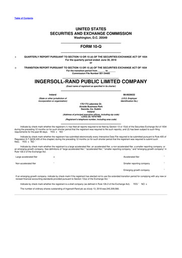 Vorschaubild Trane Technologies
 10-Q Quartalsbericht 2018 