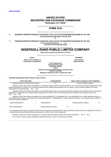 Vorschaubild Trane Technologies
 10-Q Quartalsbericht 2019 