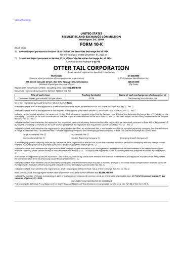 Thumbnail Otter Tail 10-K Annual Report 2023